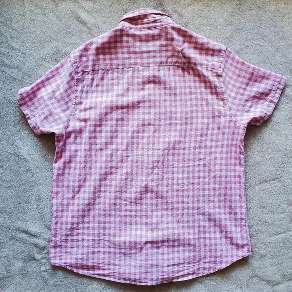 Essex Crossing gingham pastel pink flannel button-up tshirt - Picture 3 of 3